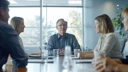Business person sitting at a meeting room , Business person discussing about problem or new idea .
