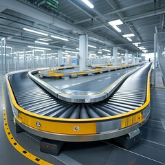 
Modern baggage conveyor belt at the airport