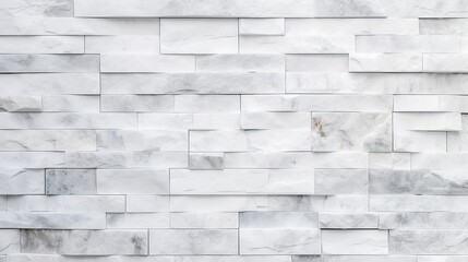 A white marble bricks wall serves as a seamless background pattern, suitable for interior design projects with its high-resolution texture.