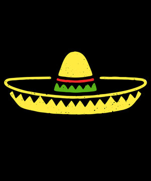 light yellow mexican sombrero hat icon isolated on black