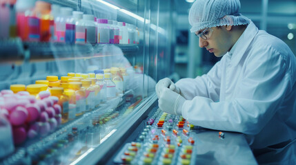 A pharmacologist testing the efficacy and safety of new drugs and pharmaceuticals — formulas and calculations, precise calculation, assembly and testing