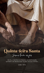 Lava-pés na Quinta-feira Santa. Jesus lava os pés de seus apóstolos durante a Semana Santa.