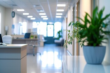 medical office reception room where we see the counter for patient care