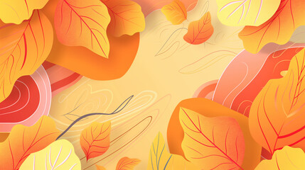 Fototapeta na wymiar Fundo colorido com folhas e formas abstratas - Papel de parede 