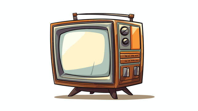 Old tv freehand draw cartoon vector illustration iso