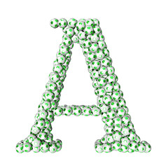Symbols made from green soccer balls. letter a