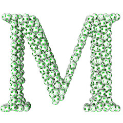 Symbols made from green soccer balls. letter m