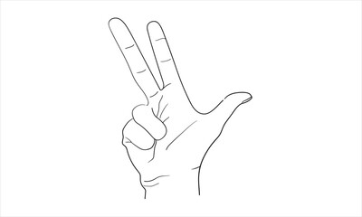 Hand in line art style. Continuous line art set isolated on white background. Outline, linear, thin line, doodle art. Minimalist Vector illustration