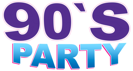 90's Party text, creative, design word, Illustration