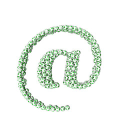 Symbols made from green soccer balls