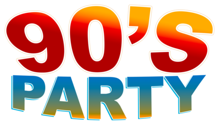 90's Party text, creative, design word, Illustration