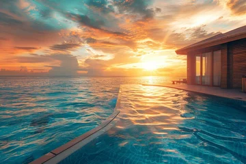 Selbstklebende Fototapeten sunset on the sea © Abdul