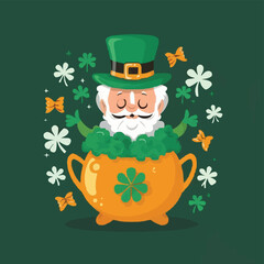 Naklejka premium st. patrick's day illustration with clover and gold circles