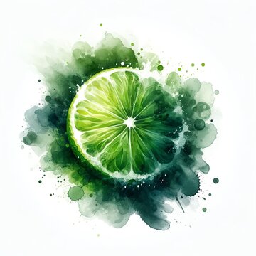 Lime on white background. abstract watercolor blot that looks like Lime on white background