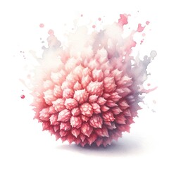 Fototapeta premium Abstract Watercolor Blot in Form of Ripe and Juice Lychees. Hand drawn style fruit watercolour composition on white background. Great for packing or product design
