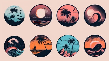 logos in vintage style for surfers wear