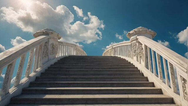 white staircase to heaven, clouds