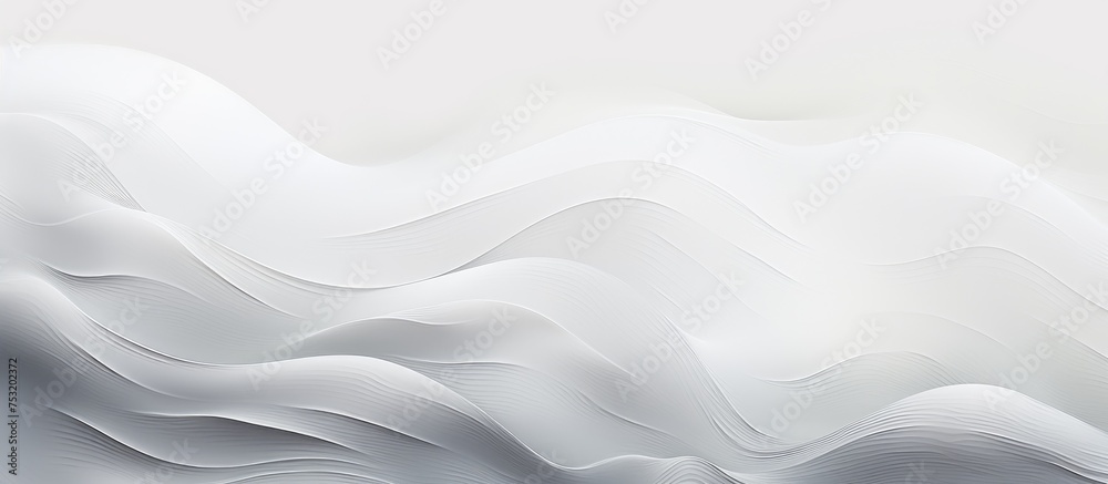 Wall mural drawing of a white and gray wave on a background with stains and curved lines