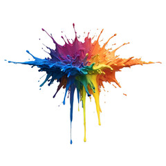 Fototapeta premium Colorful explosion of paint, isolated on a transparent background in PNG format. Overlay graphic resource for use in image and video editing. Isolated design element on transparent background.