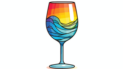 Rainbow gradient line drawing of a cartoon glass of