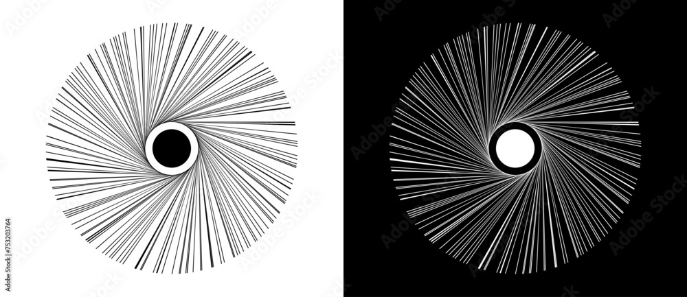Aufkleber abstract background with lines in circle. art design spiral as logo or icon. a black figure on a whi