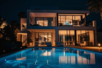 Obraz na płótnie Canvas luxury home with pool