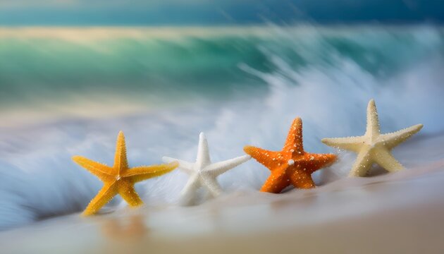various colors of purple, yellow, white, orange, red blue and light yellow starfish