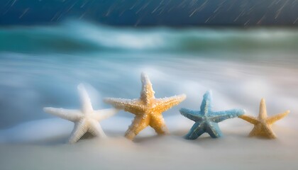 various colors of purple, yellow, white, orange, red blue and light yellow starfish