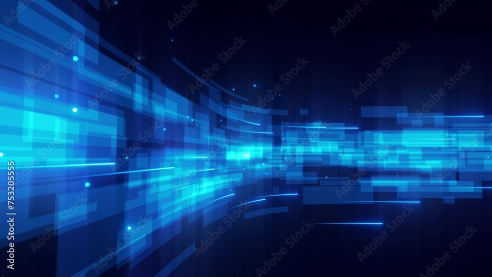 Wall mural abstract background featuring a dynamic stream of digital blue data, ideal for technology and cybers