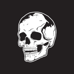 Skull art black and white hand drawn illustrations vector
