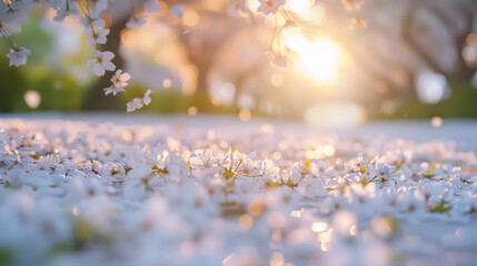 Sakura flower trees blooming, spring seasonal Easter background - 753206194