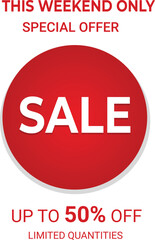 Sale banner template design in white background.