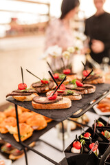 catering food and drinks on the table
