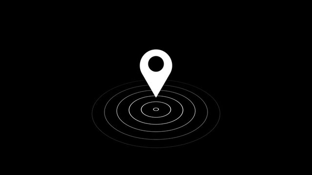 osition location tracking animated on black background, GPS Location pin point video