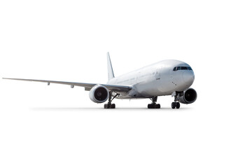 White wide body passenger airplane isolated