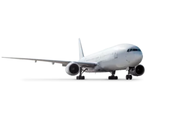 Tableaux ronds sur aluminium brossé Avion White wide body passenger airplane isolated