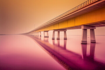 Serene Pink Sunset Over Long Bridge