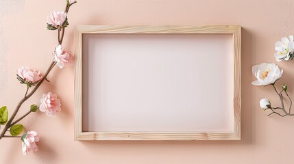 Frame a photo and flowers, minimalist style.