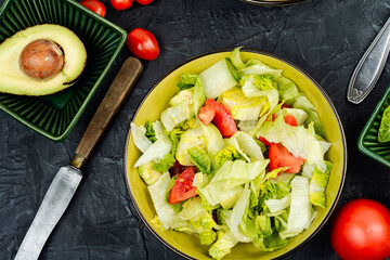 Spring salad of raw fresh vegetables.