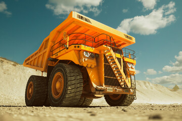 Rugged Orange Heavy-Duty Dump Truck at Mining Construction Site