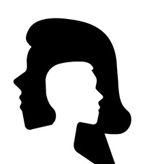 Black and white man woman profile silhouette - 753210703