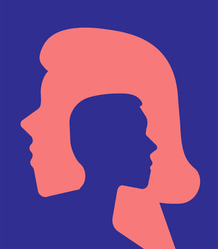 Man woman profile silhouette	