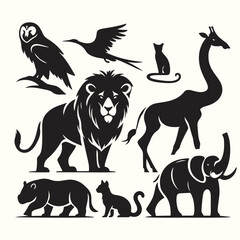 Various Animal Silhouette Vector Illustration