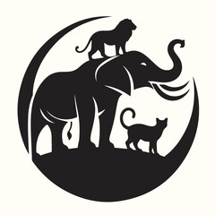 Various Animal Silhouette Vector Illustration