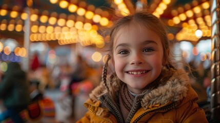 Young Girl Smiles on Merry Go Round