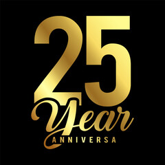 25 Year Anniversary wedding wish lettering text vector illustration.
