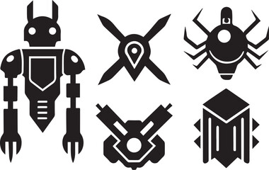 Set video game symbol. Hand drawn vector illustration