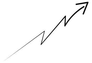 Hand drawn long arrow. Vector doodle icon. Cute linear hand drawn arrow icon. Funny vector black and white arrow icon. Vector illustration. Eps file 140.