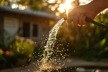 Water Conservation in the Golden Hour of Sunset