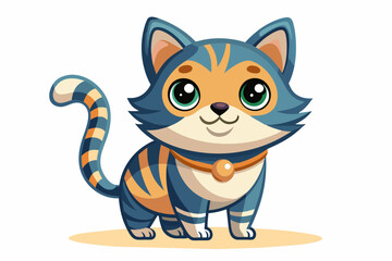 a cute mascot cat vector art flat design
 on white background.